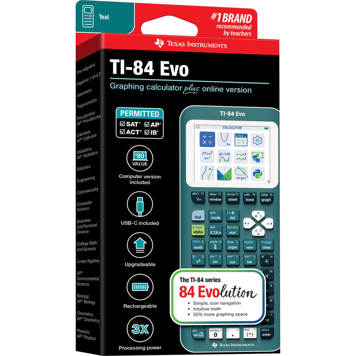 TI-84 Evo Graphing Calculator - Teal - Underwood Distributing Co.