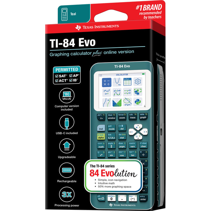 TI-84 Evo Graphing Calculator - Teal - Underwood Distributing Co.