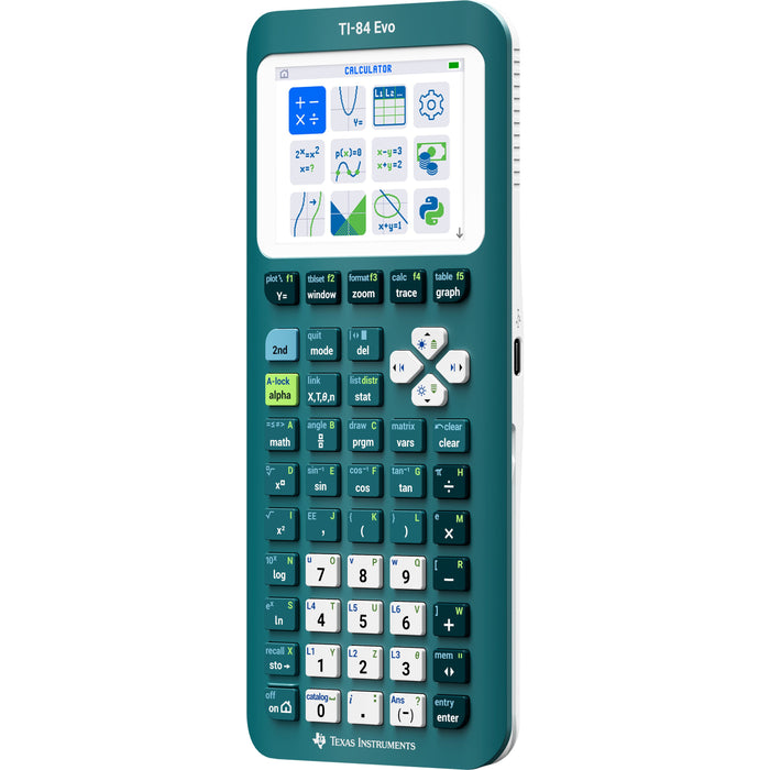 TI-84 Evo Graphing Calculator - Teal - Underwood Distributing Co.