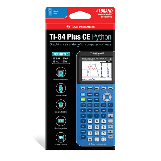 Ti-84 Plus CE Python Graphing Calculator - Bionic Blue - Underwood Distributing Co.