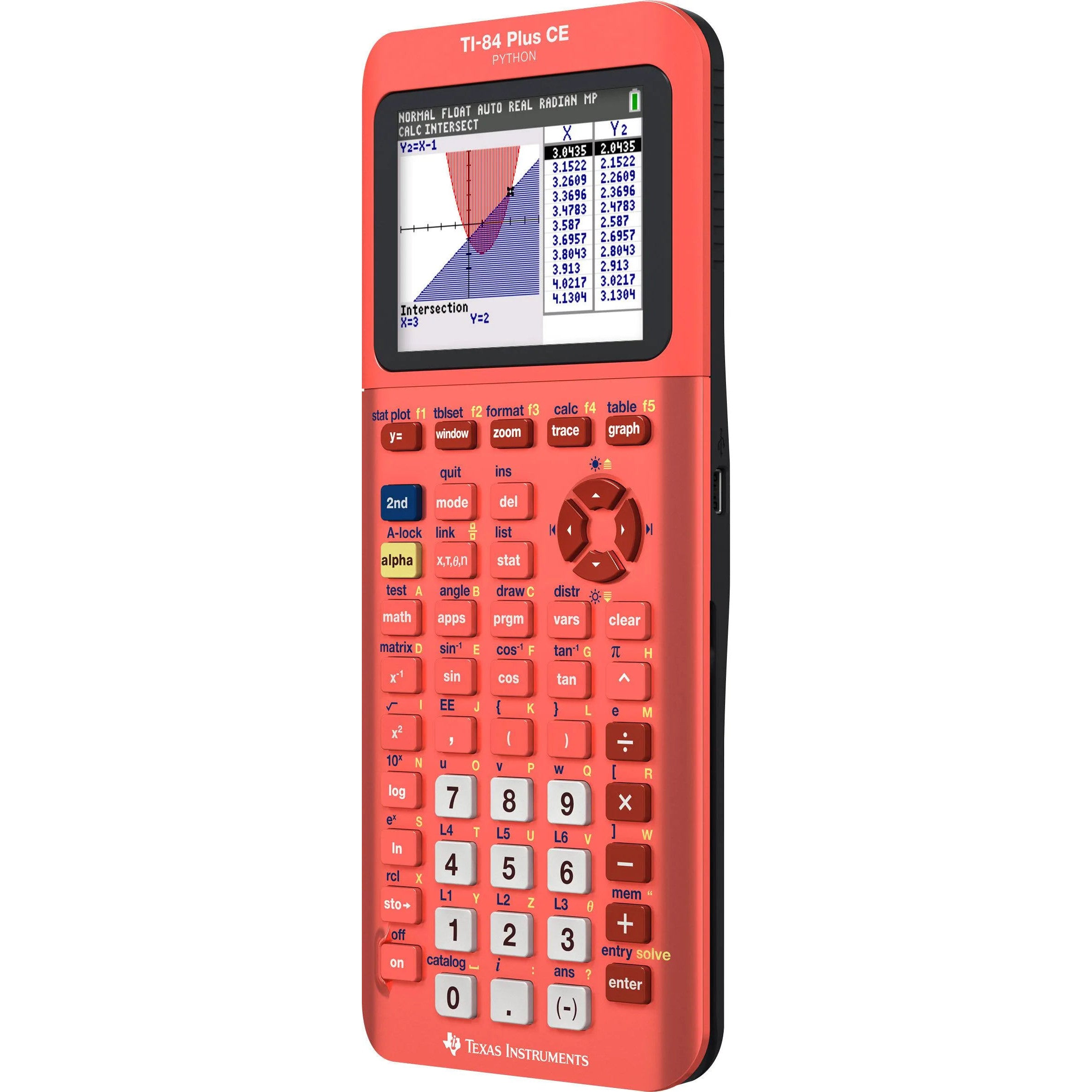 Texas Instruments TI-84 Plus CE Python graphing calculator in coral from Underwood Distributing