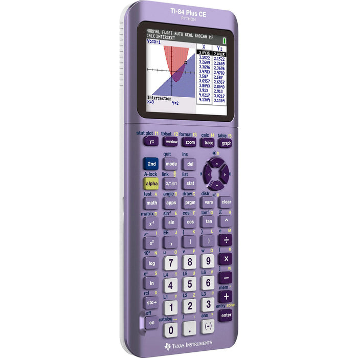Texas Instruments TI-84 Plus CE Python graphing calculator in purple, with graph display, sold by Underwood Distributing Co.