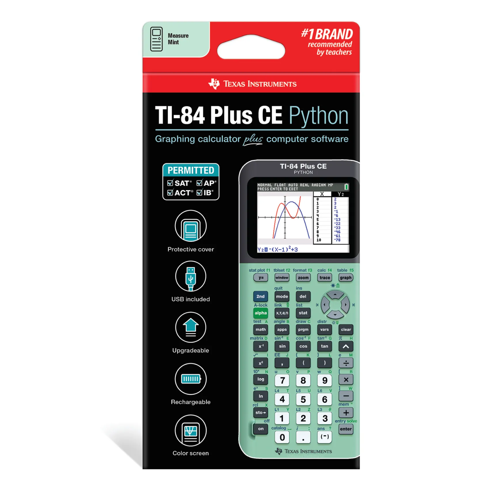 Texas Instruments TI-84 Plus CE Python calculator mint color in retail package from Underwood Distributing Co.