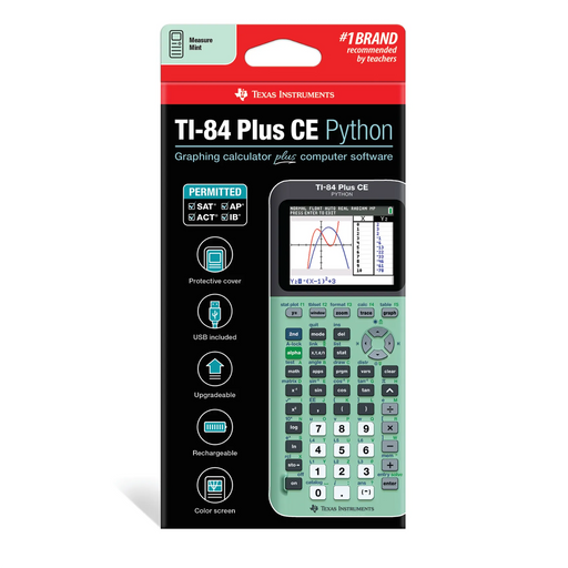 Ti-84 Plus CE Python Graphing Calculator - Measure Mint - Underwood Distributing Co.