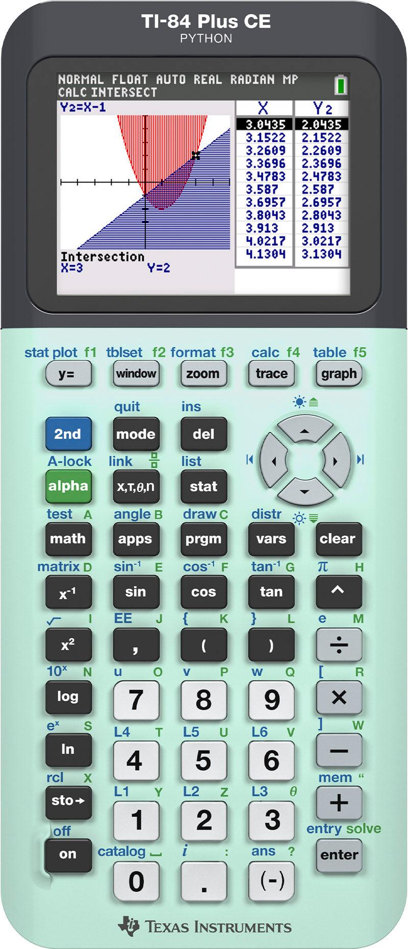 Ti-84 Plus CE Python Graphing Calculator - Measure Mint - Underwood Distributing Co.