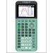 TI-84 Plus CE Python graphing calculator in mint green showing graph on screen, from Underwood Distributing Co.