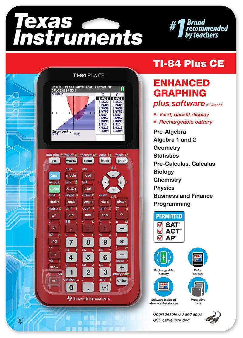 Ti-84 Plus CE Python Graphing Calculator - Radical Red - Underwood Distributing Co.