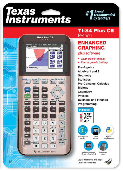 Ti-84 Plus CE Python Graphing Calculator - Rose Gold - Underwood Distributing Co.