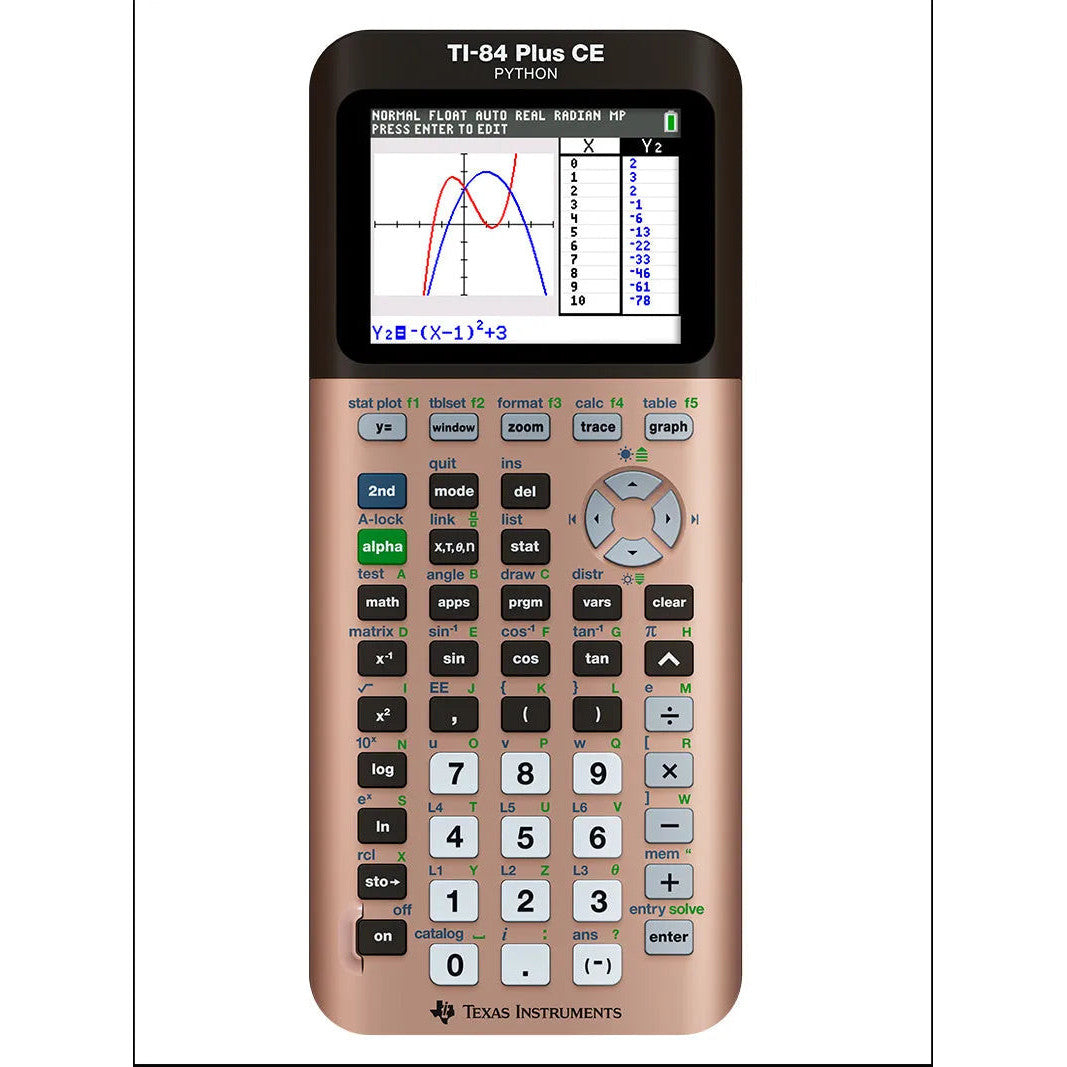 TI-84 Plus CE Python graphing calculator in rose gold with color screen, Texas Instruments