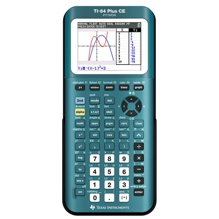 TI-84 Plus CE Python graphing calculator in teal from Texas Instruments, Underwood Distributing