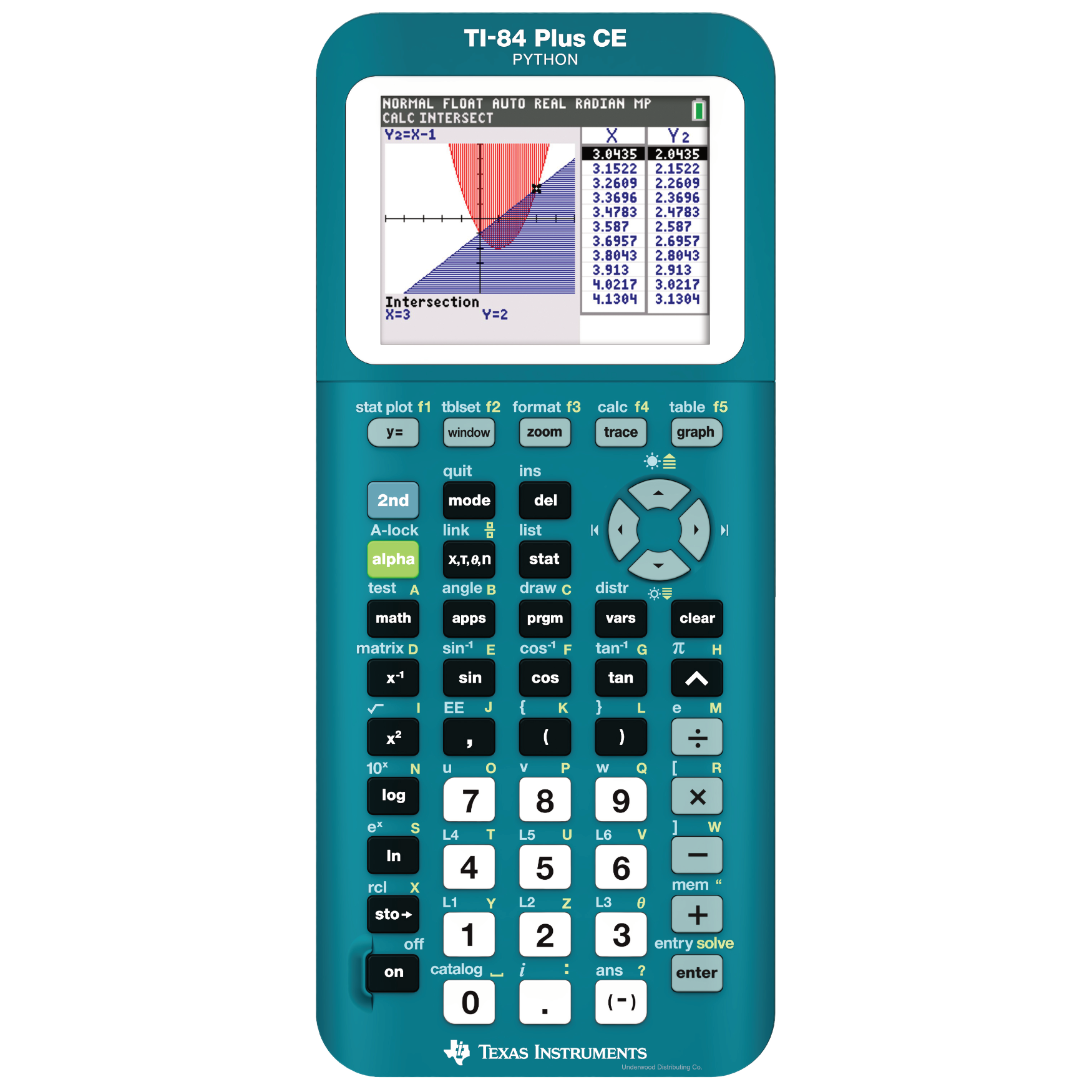 Ti-84 Plus CE Python Graphing Calculator - Trinomial Teal - Underwood Distributing Co.