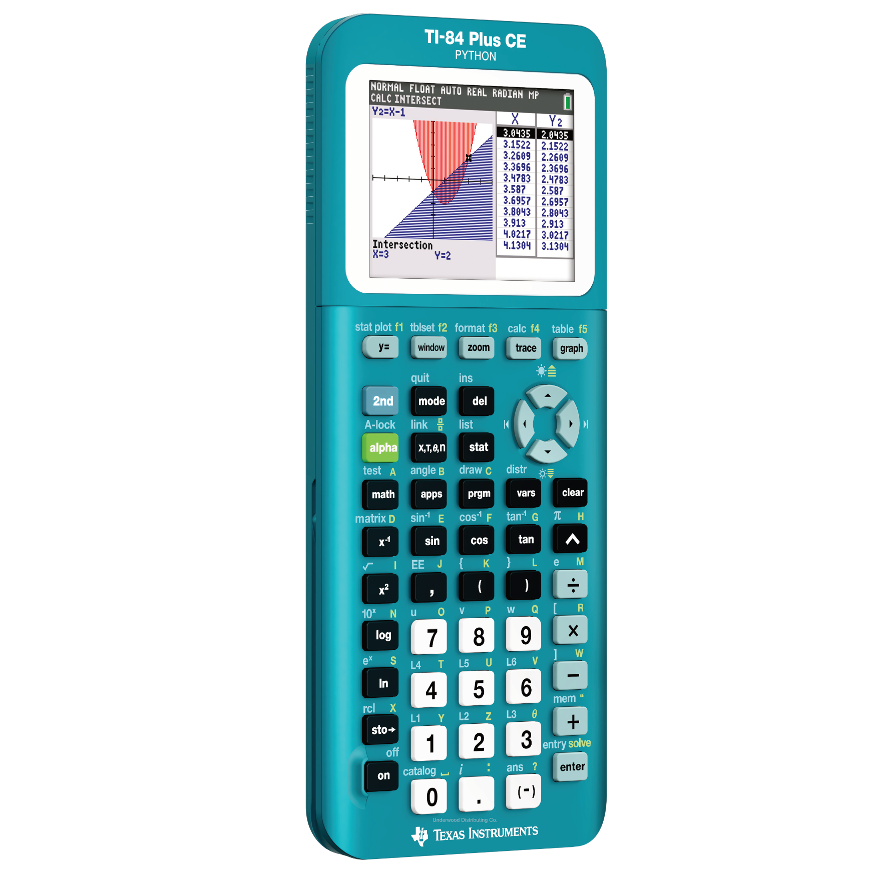 Ti-84 Plus CE Python Graphing Calculator - Trinomial Teal - Underwood Distributing Co.