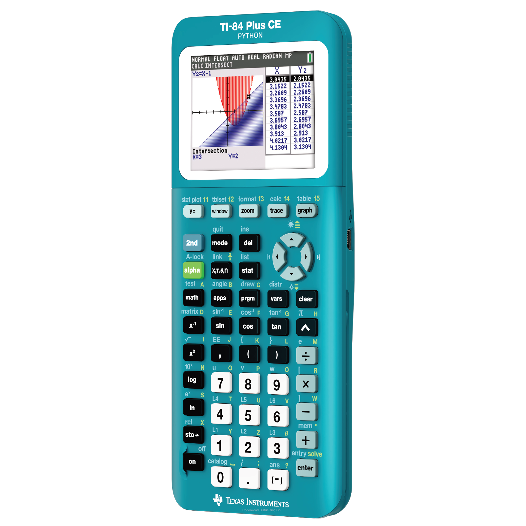 Ti-84 Plus CE Python Graphing Calculator - Trinomial Teal - Underwood Distributing Co.
