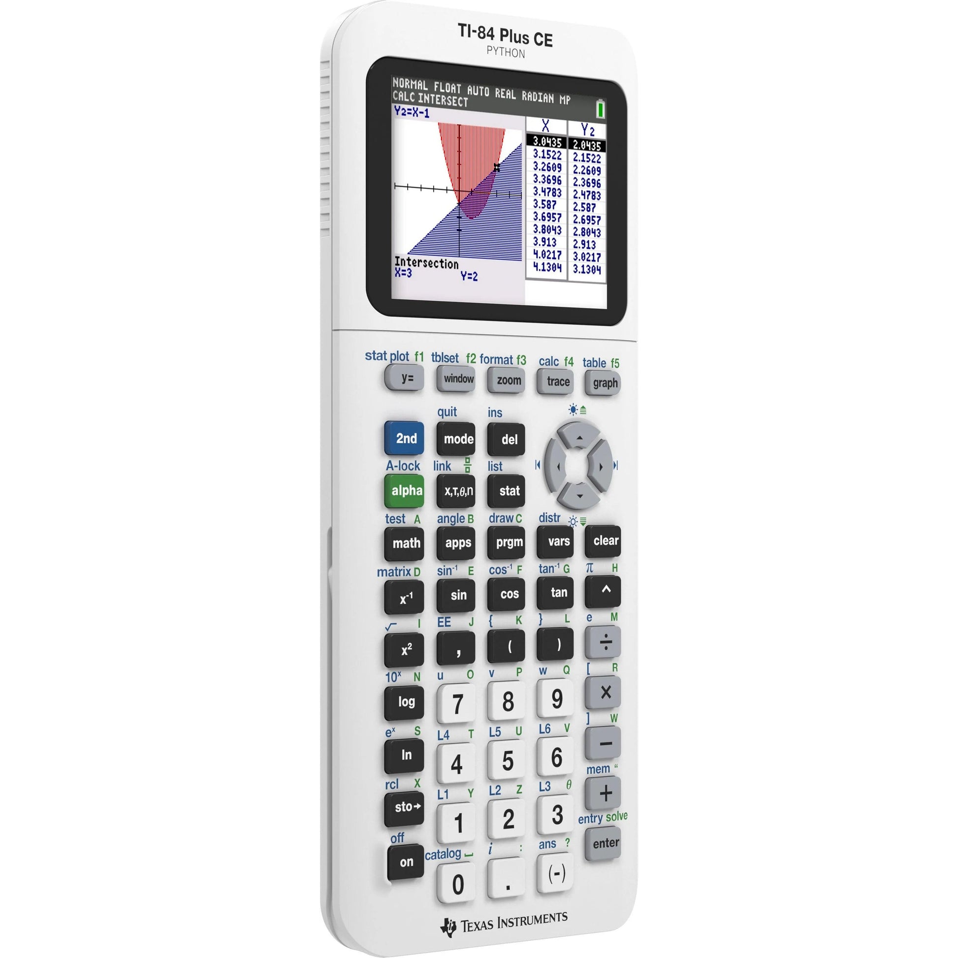 TI-84 Plus CE Python graphing calculator in bright white, by Texas Instruments, sold by Underwood Distributing Co.