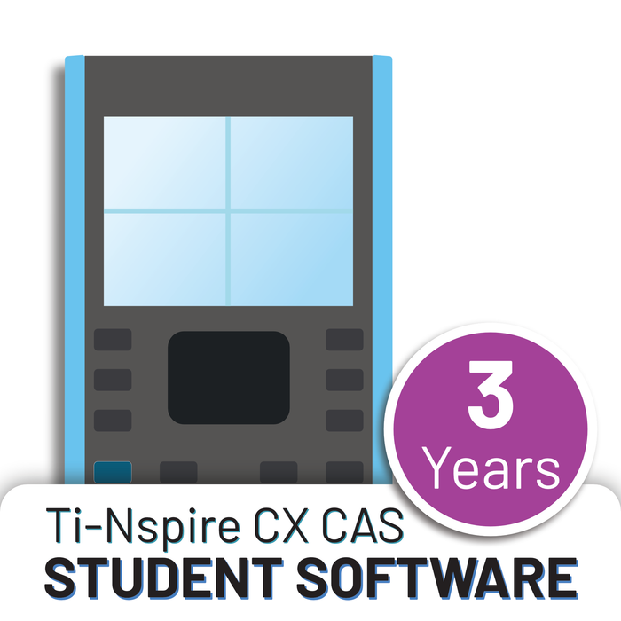 Ti-Nspire CX CAS student software 3 years license graphic, calculator icon, Underwood Distributing