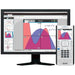 TI-Nspire CX II graphing calculator displayed with monitor showing colorful algebra graph, Underwood Distributing Co.