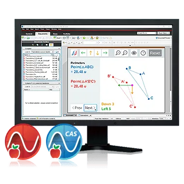 TI-Nspire CX Premium Teacher Software interface on monitor, Underwood Distributing Co.