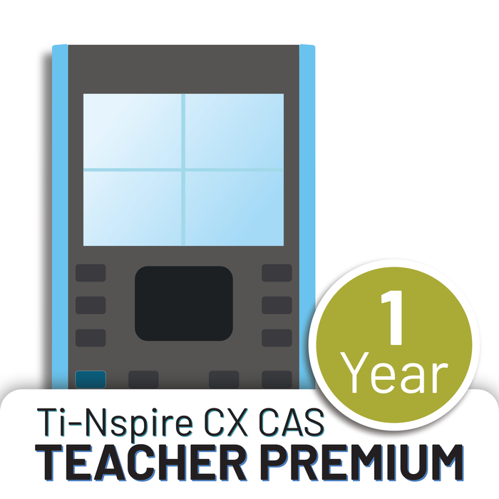 Ti-Nspire CX CAS Teacher Premium 1 year license graphic, calculator icon, Underwood Distributing
