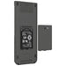 TI-Nspire CX calculator with battery compartment open showing TI rechargeable battery, Underwood Distributing Co.