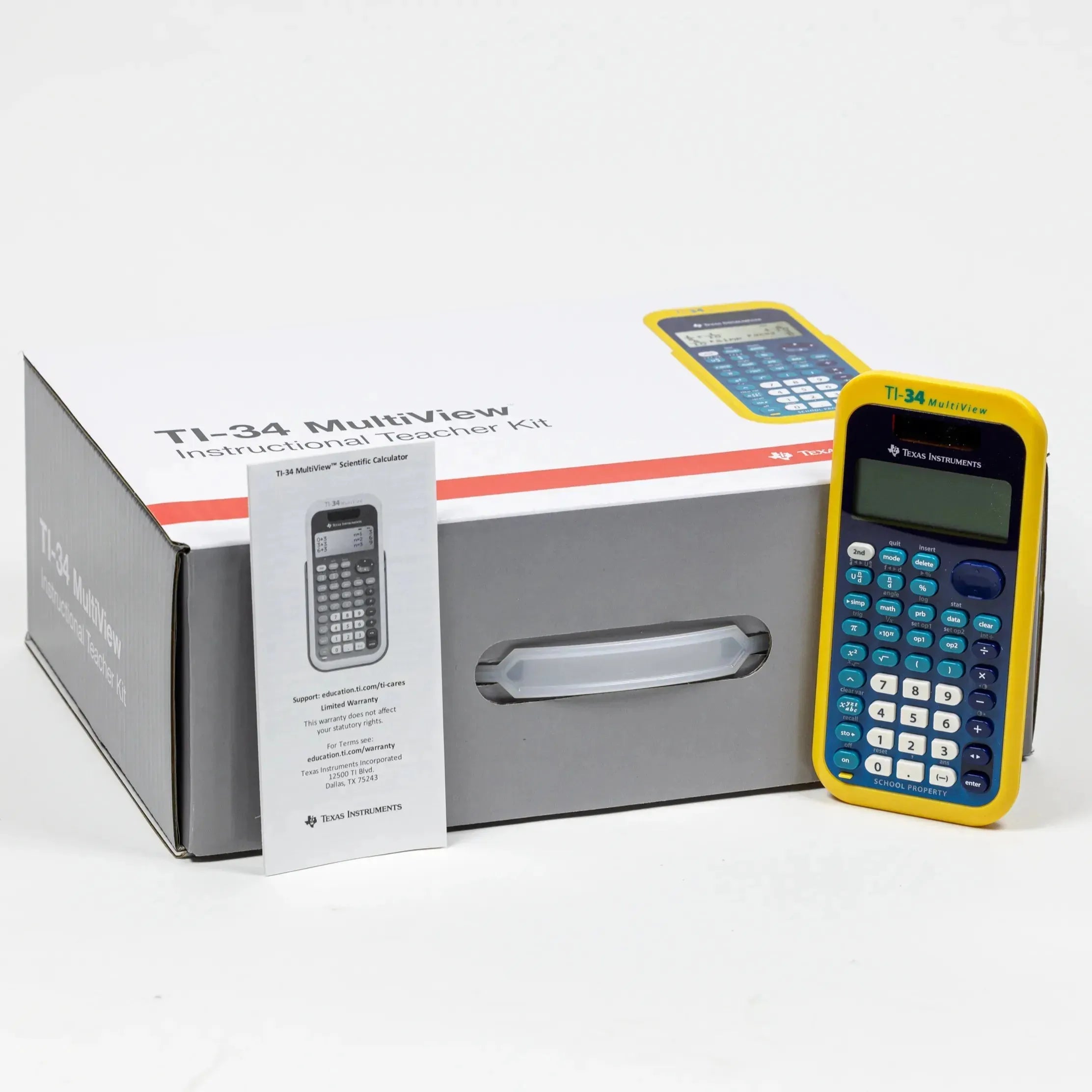 Texas Instruments TI-34 MultiView calculator with instructional kit box and manual at Underwood Distributing Co.