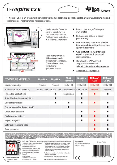 TI-Nspire CX II Handheld Graphing Calculator