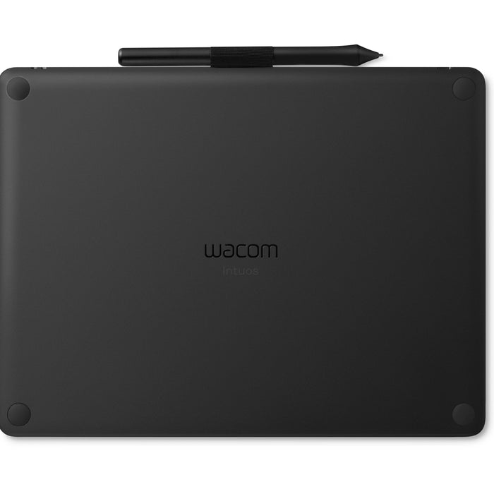 Wacom Intuos Bluetooth drawing tablet with stylus, top view, sold by Underwood Distributing Co.